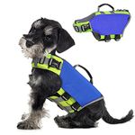 VavoPaw Dog Life Jacket, Dog Life Vest Jackets with High Buoyancy Rescue Handle Adjustable Ripstop Safety Vest Float Lifesaver Vest for Swimming Boating Dogs, Small Size, Dark Blue