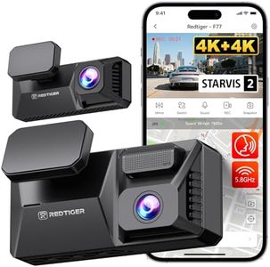 REDTIGER F77 4K+4K HDR Dash Cam Front and Rear Camera, Dual STARVIS 2 IMX678 Sensor, 5.8GHz WiFi Car Camera with 128GB eMMC Storage, Voice Control, 4'' Touch Screen, 24H Parking Mode