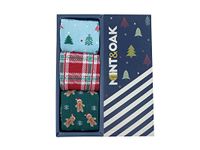 Mint & Oak Printed Christmas Socks For Men, Cotton Calf Colorful Secret Santa Gift Box for Men, Xmas Calf Length Boys Socks With Fun Prints - Box of 3