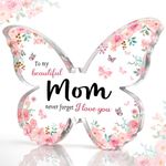 GiftyTrove Gifts for Mom, Unique Mom Birthday Gift from Daughter Son - 5x3.8x0.5 Inch Butterfly-Shaped Acrylic Plaque Keepsake, Valentines Day Gift