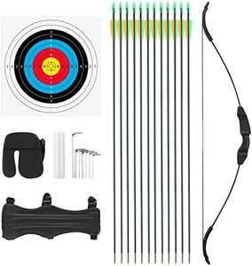 20lbs Archery Bow Set Recurve Bow and Arrow Set, Beginner Hunting Target Shooting with 12 Arrows, 10 Target Face for Backyard Game