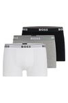 BOSS Mens 3 Pack Power Trunks Boxers Black/White/Grey M