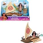 Disney Princess Moana Small Doll & Boat Playset with Floating Boat Vehicle & 2 Character Friends, From Disney Movie