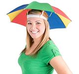 12 Pack Rainbow Umbrella Hat Cap Multicolor Hands Free with Head Strap for Beach (12)