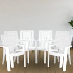 ITALICA Spine Care Plastic Chair for Home, Office, Living Room/Glossy Finish Plastic Outdoor Chair/Patio Chairs for Balcony/Suitable for Indoor & Outdoor (2277, White, Set of 6 Chair)