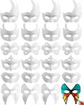 Coxeer White Masquerade Mask, 24Pcs Unpainted Blank Animal Half Masks for Halloween Cosplay, Birthday Party Favors, Fall Classroom Activity