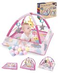 Trongle Baby Play Gym and Mat, 0+ Months Baby Gym with 5 Celestial Hanging Toys, 18 Ocean Balls, Magical 2-in-1 Washable Cotton Base, Cloud-Like Comfort, Foam Stand, Perfect Newborn Gift, 80x80x55cm