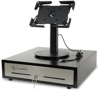 AccuBANKER Axel POS Station Bundle, 13" Cash Drawer & Stand for iPad with Rotary Plate, Removable 4 Bill and 5 Coin Money Tray, 2 Media Slots, Manual & Electronic Open,