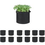 MollyFarm 12-Pack 5 Gallon Grow Bags, Heavy Duty Aeration Fabric Pots with Sturdy Handles, Thickened Fabric Pots for Plants