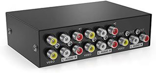 MT-ViKI 4 Way AV RCA Switch, 4 in 1 Out Composite Video L/R Audio Switcher Selector Box for DVD Player, SNES, N64, PS2/3 Game Consoles