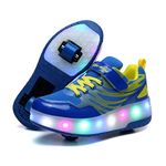 BFOEL Spider Roller Skates Light up Shoes with USB Chargable Led Sport Sneaker for Boys Girls Kids Birthday Thanksgiving Christmas Day Best Gift, Blue/Yellow, 6 US Big Kid