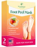 PLANTIFIQUE Foot Peel Mask - Feet Peeling Mask Dermatologically Tested - Repairs Heels & Removes Dry Dead Skin for Baby Soft Feet - Exfoliating Foot Peel Mask for Dry Cracked Feet (Peach, 2 Pairs)