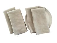 Eight Owls Linen Napkins - Stonewashed Pure Linen Cloth Napkins – Size 20 Inch x 20 Inch - 2 Inch Hem with Mitered Corners – 100% French Flax – Set of 4 Dinner Napkins, Rustic Luxe (Weathered Oak)