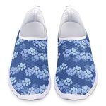 Dolyues Blue Dog/Puppy Paw Footprint Women Slip On Sneakers,Casual Lightweight Breathable Athletic Trainer Sneakers