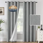 H.VERSAILTEX Chenille Curtains 96 inch Length 2 Panels 100% Blackout Drapes for Bedroom Living Room with White Flocking Coating Back Insulated Anti-Rust Grommet(52x96 inch, Heathered Dove Gray)