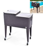 TANGZON 76L Rolling Cooler Cart, Rattan Ice Chest Cart Trolley with Lockable Casters, Handles, Bottle Opener & Bottle Cap Organizer, Outdoor Mobile Beverage Cooler for Patio Poolside Backyard Deck
