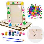 Aweyka Picture Frame Painting Craft Kit, 5 Packs 6 x 8 inch DIY Wooden Photo Frames with Stand & Clear Protector, Painting Tools Set, Eva Stickers for Father Day Gift, Kids Craft, Paint and Decorate