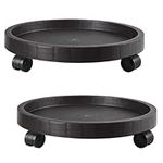 2 Pack of 11 Inch Planter Caddies Rolling Saucer Caddy with Wheels, Heavy Duty Wheeled Stand for Potted Plant, Round Coaster Roller Base Tray with Casters, Flower Pot Dolly Holder for Indoor Outdoor