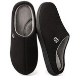 LongBay Men's Memory Foam Slippers Slip On Warm Fluffy House Shoes Black, 10