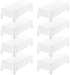 Showgeous 8 Pack White Tablecloth 60 x 102 Inch, Rectangle Table Cloth for 6 Foot Table, Wrinkle Resistant Washable Polyester Table Cover for Wedding Dining Table Buffet Parties and Camping