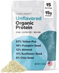 Complement Organic Unflavored Vegan Protein Powder (15 Servings) Low Carb, Low Calorie, Sugar Free, Soy Free, Non-GMO, Gluten Free, Non Dairy- Yellow Pea, Pumpkin Seed- 15g Plant Based Protein Powder