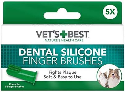 Vet's Best Finger Toothbrush for Dogs, Easy Dog Teeth Cleaning & Bad Breath, Use with Dog Toothpaste for Best Dental Care, 5 Pack, Silicone finger Brushes