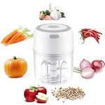 Electric Food Chopper, 250ML Mini Wireless Portable Meat Grinder, USB Charging Garlic Chopper, Easy to Clean, Food Processor for Chili/Onions/Vegetable/Nuts/Fruits/Peppers/Meat/Garlic (White)