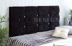 Divan Bed Headboard Roma Crushed Velvet 20" Height Padded Cubed Headboard (Black, 4ft Small Double)