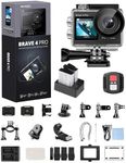 AKASO Brave 4 Pro 4K30fps Ultra HD Action Camera 131ft Waterproof Underwater Camera 20MP Vlogging Video Cameras Touch Screen EIS Remote Control 5XZoom 2xBatteries and Other Helmet Accessories Kit