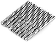 End Mill Set - 10Pcs 4mm Shank Single Flute Milling Cutter Bits Tungsten Carbide Spiral CNC Router Bit Rotary Burrs Sets for Wood Acrylic Cutting