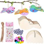 HENGBIRD 16pcs 3D Wooden Birds Craft - Ideal for Kids' Arts and Crafts, Educational Toys, DIY Paint and Build Your Own Wooden Animal Crafts Set for Boys Girls Birthday Creative Activities Gift