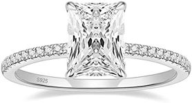 EAMTI 3CT 925 Sterling Silver Engagement Rings Radiant Cut Solitaire Cubic Zirconia CZ Wedding Promise Rings for Her Wedding Bands for Women Size 6