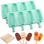 WMKGG Popsicle Silicone Molds Set, 2 PCS Ice Cream Molds with 50 Wooden Sticks for Cake Pop, Ice Pop, Cakesicles (Standard Size/Green)