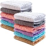 SWEET DOLPHIN 12 Pack Baby Muslin Washcloths - Soft Face Cloths for Newborn, Absorbent Bath Wash Cloths, Wipes, Burp Rag - Toddlers Essentials Stuff, Baby Registry as Shower -10"x10", Multicolor