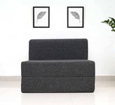 uberlyfe 1 Seater Sofa Cum Bed | Jute Fabric Washable Cover | Dark Grey | 3' X 6' Feet