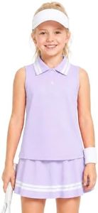 Wenlia Girls Tennis Dress 2 Piece Golf Outfit Sleeveless Polo Athletic Dress with Built in Shorts Activewear 3-14Y, Purple, 9-10 Years, 140