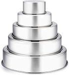 TeamFar Cake Pan, 4’’ - 6’’ - 8’’ - 9½’’ - 11’’, Stainless Steel Round Baking Tier Cake Pans Set, Healthy & Heavy Duty, Mirror Finish & Dishwasher Safe - Set of 5