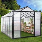 GarveeLife Greenhouse for Outdoors, 12x8FT Polycarbonate Greenhouse with Roof Vent, Large Walk-in Greenhouse for Outside Garden Backyard, Black