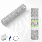 Atoke Chicken Wire 10M | 25mm Holes,Galvanized Hexagonal Wire Mesh Fencing for Crafts Garden Poultry,Metal Hardware Cloth Netting for Chicken Dog Rabbit