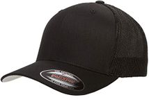 Flexfit Men's Two-Tone Stretch Mesh Fitted Cap, Black, 7 1/8 / 7 5/8