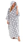 Daisy Dreamer Womens Hooded Poncho Designer Soft Fleece Lounge Wear Blanket Top One Size (Stars Grey, One Size)