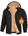 Xukk Men's Winter Fleece Full Zip Hoodies Sherpa Lined Hooded Sweatshirt Thick Warm Soft Pullover Coats Jacket with Pockets(Black,M)