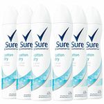 Sure Women Cotton Dry Anti-perspirant Deodorant Aerosol MotionSense technology anti-perspirant deodorant spray 48h protection against sweat and odour 6x 150 ml