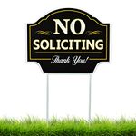 Signs Authority No Soliciting Outdoor Yard Sign for Home, House and Business | Stylish Laser Cut | Stop Solicitation, Deter Door Knockers and Bell Ringers (Coro, 11.5"x9", Pack of 1)