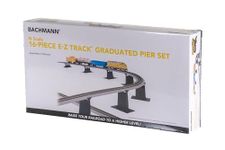 Bachmann 44871 Snap-Fit 16 PC. E-Z Track Graduated PIER Set-Nickel Silver Rail with Grey Roadbed-N Scale