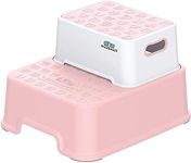 BlueSnail Double up Step Stool for Kids, Anti-Slip Sturdy Toddler Two Step Stool for Bathroom, Kitchen and Toilet Potty Training (Pink)