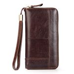 Mens Wallet Long Purse Leather Clutch Large Business Handbag Phone Card Holder Case Gift for Men Father Son Husband Boyfriend, Brown-2, L, Classic