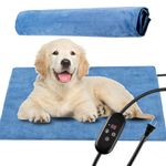 KEKELAN Pet Heating Pad for Dogs, Indoor Outdoor Waterproof Electric Heated Pad Mat for Cats with Chew Resistant Cord,5 Timer and 6 Level Temperature Pet Bed Warmer-15.7x27.5