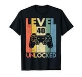 Level 40 Unlocked Video Gamer 40th Birthday Men Women Gifts T-Shirt