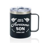 Son Gifts Coffee Mug, Best Son, Awesome Son, from Mom, Dad, Parent, Father, Mother for Son's Birthday, Graduation, Adulthood, Christmas, Stainless Steel Travel Mug with Lid, 12oz/350ml
